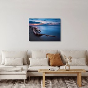 Sklenený obraz pláže pri západe slnka (70x50 cm)