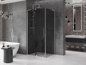 Mexen Velar L, sprchový kút s posuvnými dverami 100 x 80 cm, 8mm šedé sklo, brúsená oceľ, 871-100-080-43-97