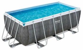 Bestway Obdĺžnikový nadzemný bazén Power Steel s kartušovou filtráciou a schodíkmi