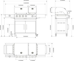 Plynový nerezový gril s bočným + INFRA horákom Avenberg LINCOLN