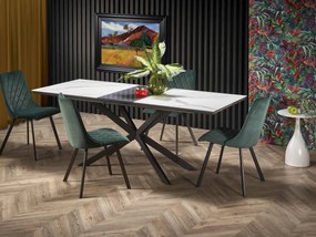 Rozkladací jedálenský stôl 160-200 cm Delma (mramor biely + čierna + sivá) (pre 6 8 osôb). Akcia -14%. Vlastná spoľahlivá doprava až k Vám domov. 1048919