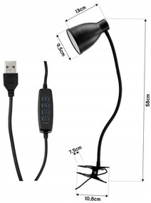 BERGE Andora LED stolná lampa s klipom 1xE27 čierna