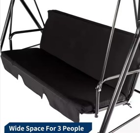 Lean Záhradná hojdačka čierna – 250kg, 2 vankúše
