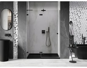 Mexen, Mexen Lunar L Otočné ľavé sprchové dvere 130 cm, transparentné, čierne - 834L-130-000-70-00-L