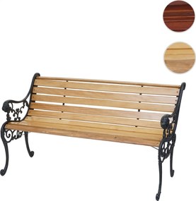Záhradná lavica F98 2-miestna - liatina / drevo, 125 cm - Svetlo hnedá