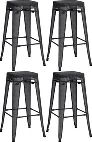 Kovová barová stolička Fletcher (SET 4 ks) - Čierna