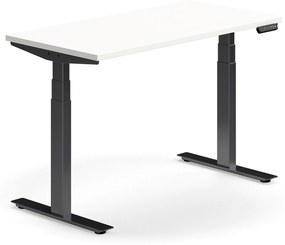 Výškovo nastaviteľný stôl QBUS, rovný, 1200x600 mm, čierny rám, biela