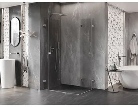 Mexen Lunar-F Duo, skladací sprchový kút 100 x 75 cm, 8mm číre sklo, oceľový profil, 836-100L-075P-97-00