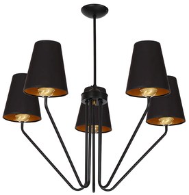 Luster Victoria, 5x čierne textilné tienidlo, b/g