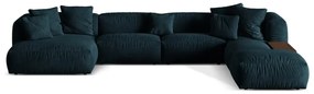 Tmavomodrá zamatová modulárna rohová pohovka (pravý roh/do tvaru "U") Martina – Micadoni