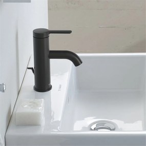 DURAVIT C.1 páková umývadlová batéria s odtokovou súpravou s tiahlom, výška výtoku 66 mm, čierna matná, C11010001046