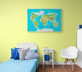 Obraz zemepisná mapa sveta pre deti - 60x40