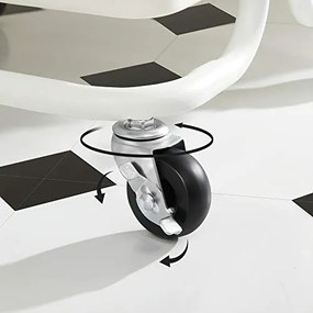 Mobilný vozík na kolieskach s 3 úložnými policami, s rukoväťou, biely