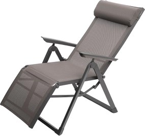DEOKORK Hliníkové kreslo relaxačné MALTA (šedo-hnedá)