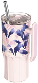 Nerezový termohrnček so slamkou Umi Blue Feather 720 ml