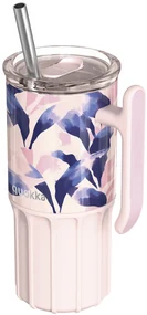 Nerezový termohrnček so slamkou Umi Blue Feather 720 ml