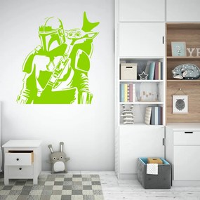 Veselá Stena Samolepka Mandalorian a Grogu Farba: zelená, Veľkosť: 100 x 111 cm