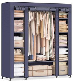 Šatníková skriňa s poťahom z netkanej textílie, skladacia skriňa, modrá