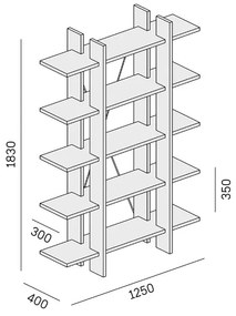 Kancelársky regál vysoký krátky SOLID, 1250 x 400 x 1825 mm, dub prírodný