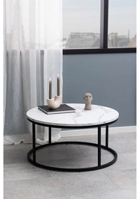 Biely okrúhly konferenčný stolík s doskou v dekore mramoru ø 80 cm Spiro – Actona