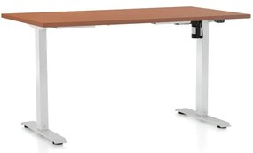 Výškovo nastaviteľný stôl OfficeTech A, 120 x 80 cm, biela podnož, čerešňa