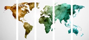 5-dielny obraz farebná polygonálna mapa sveta - 200x100