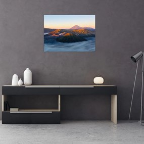 Sklenený obraz hory Bromo v Indonézii (70x50 cm)