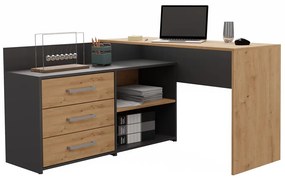 Rohový pc stolík Debio 1 (antracit + dub artisan). Akcia -18%. Vlastná spoľahlivá doprava až k Vám domov. 1132463