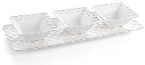 Dekorstudio Ozdobné misky na podnose BELIA03 40 x 15 x 5 cm - krémové