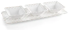 Dekorstudio Ozdobné misky na podnose BELIA03 40 x 15 x 5 cm - krémové