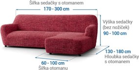Bielastické poťahy VITTORIA bordó sedačka s otomanom vpravo (š. 170 - 300 cm)