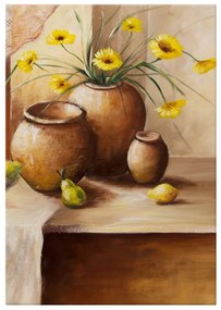 Gario Ručne maľovaný obraz Žlté kvety vo váze Rozmery: 120 x 80 cm