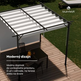 Blumfeldt Pantheon Robust, pergola, 3 x 4 m, s bočnými roletami, práškovo lakovaná oceľ odolná voči poveternostným vplyvom