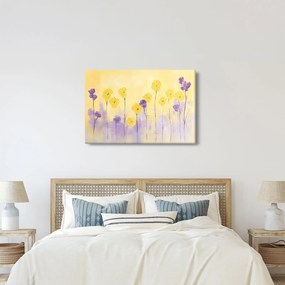 Obraz - Fialové a žlté kvietky (90x60 cm)