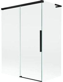 Mexen Rox, L posuvná 2-krídlová vaňová zástena 120 + 70 x 150 cm, 8mm číre sklo, čierny matný profil, 8C9L-120-070-70-00