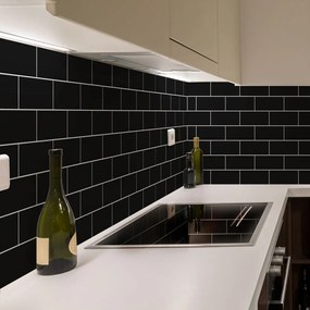 Súprava samolepiek na kachličky 30 ks 20x10 cm Subway Tiles Black - Ambiance