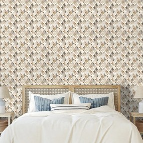 Tapeta béžová geometria s priestorovým efektom