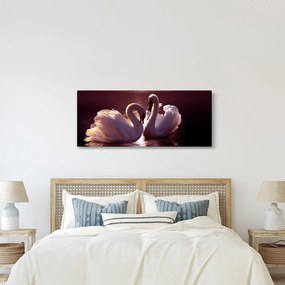 Obraz - Labute na jazere (120x50 cm)