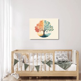 Sklenený obraz – Duálny strom s motýľom (70x50 cm)