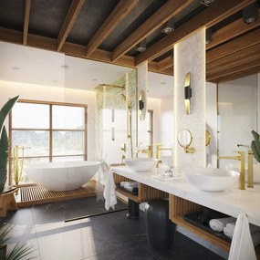 Hansgrohe AddStoris, kozmetické zrkadlo Ø 188 mm, leštený vzhľad zlata, HAN-41791990