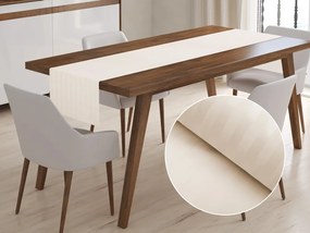 Biante Damaškový behúň na stôl Atlas Grádl DM-016 Krémový - pásiky 2 cm 45x180 cm