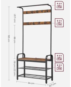 Stojanový vešiak NAVOR hnedá/čierna