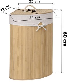 DAALO Bambusový kôš na bielizeň NATURAL - rohový 60L