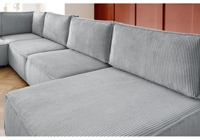 Svetlosivá menčestrová rohová pohovka (do tvaru "U"/variabilná) Nihad modular – Bobochic Paris