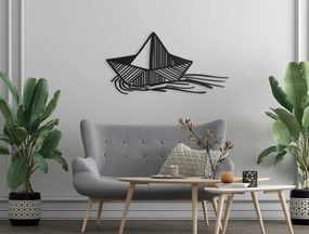 drevko Drevená nálepka na stenu Loďka Rozmer obrazu: 22,5 x 44,5 cm, Farba dekorácie: Čierna