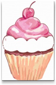 Gario Diamantové maľovanie Muffin s čerešničkou Rozmery: 40 x 60 cm, Rámovanie: S vnútorným rámom, Diamanty: Štvorcové