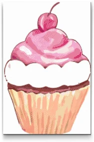 Gario Diamantové maľovanie Muffin s čerešničkou Rozmery: 80 x 120 cm, Rámovanie: S vnútorným rámom, Diamanty: Okrúhle