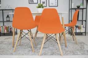 Set troch jedálenských stoličiek OSAKA oranžové (hnedé nohy) (3ks)