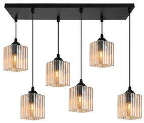 Závesné svietidlo Riffle Square, 6x medové sklenené tienidlo, b