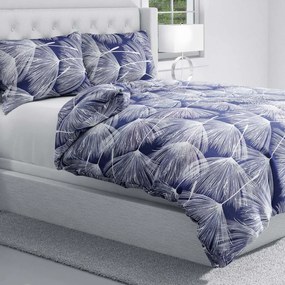 Biante Bavlnené posteľné obliečky Sandra SA-414 Biele abstraktné páperie na modrom Predĺžené 140x220 a 70x90 cm